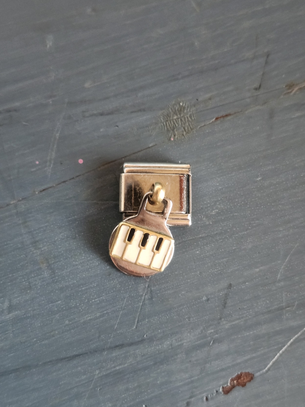 Piano Charm Italian Charm Link -silver and Cream Piano Keys